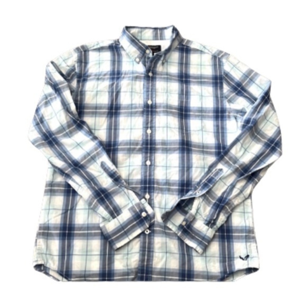 American Eagle Athletic fit plaid button down shirt size M